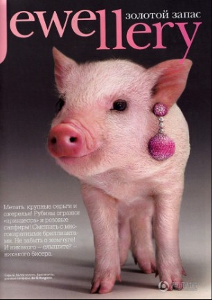 Свинья с серьгой на обложке модного журнала «Vogue» русской версии 