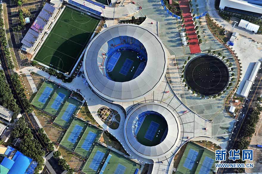 Спортивные объекты для Азиатских игр 2010 года в Гуанчжоу, снятые с самолета 2