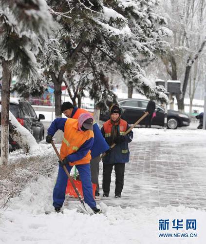В северо-восточном районе Китая выпал сильный снег
