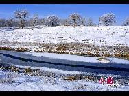 После продолжительного снегопада, 19 ноября в городе Дацин провинции Хэйлунцзян образовалась красивая изморозь. В белую изморозь облачились деревья и степи, что создало сказочный серебряный мир для людей.