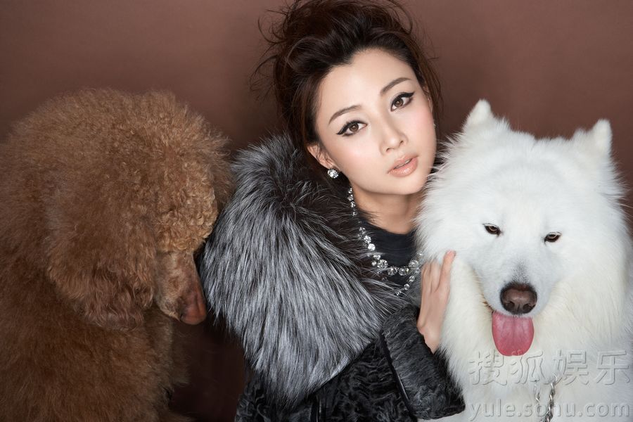 Изящная красавица Инь Тао с собакой 