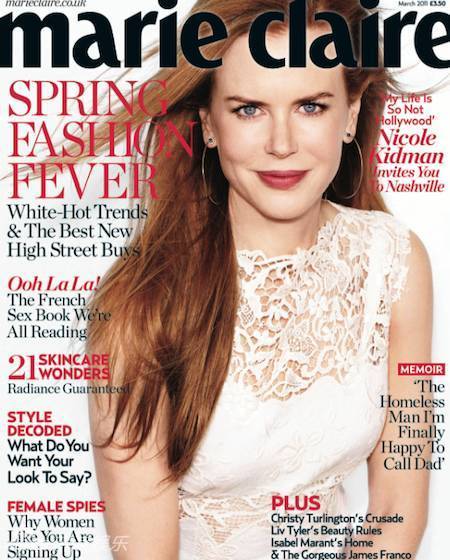 Nicole Kidman на обложке мартовского номера журнала «Marie Claire» британской версии 