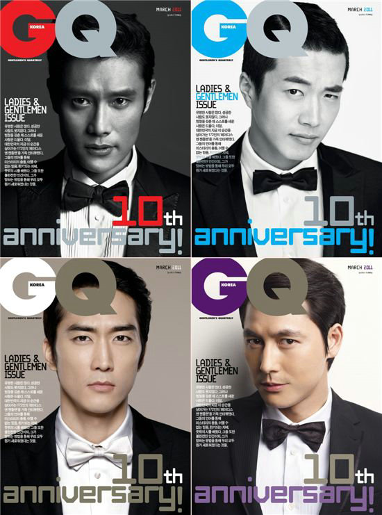 Lee Byung Hun, Kwon Sang-woo, Woo Sung Jung и Song Seung Heon на обложке «GQ»