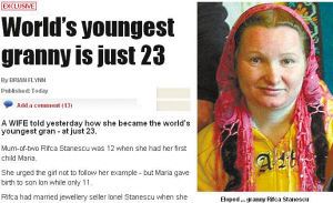 23-летняя румынка стала самой молодой бабушкой в мире