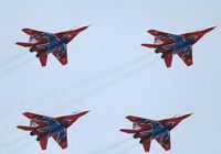 Тренировочные полеты пилотажных групп 'Русские Витязи' и 'Стрижи'