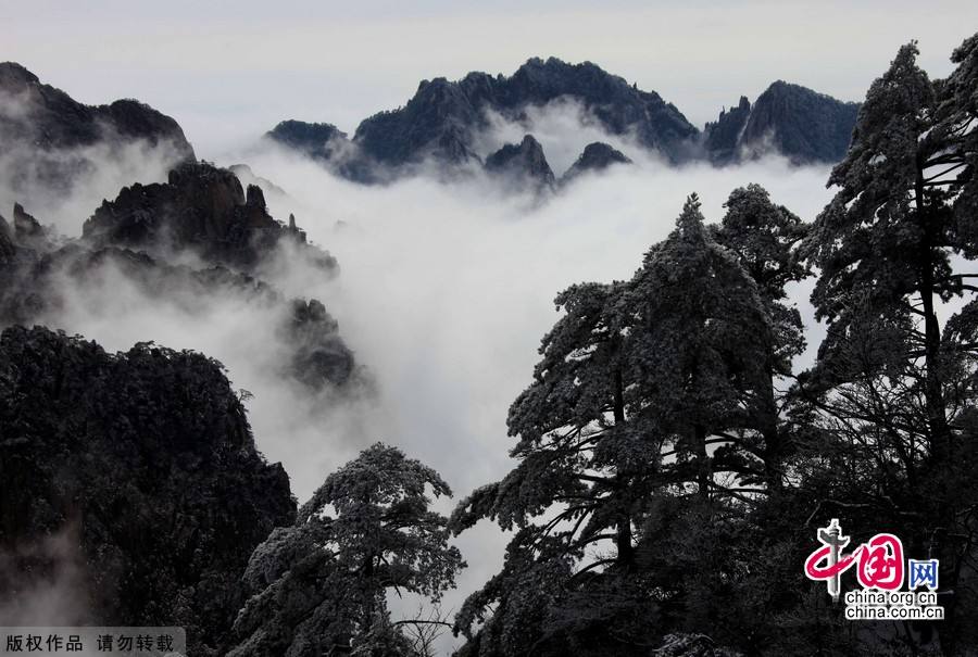 Сказочный мир - горы Хуаншань в снегу