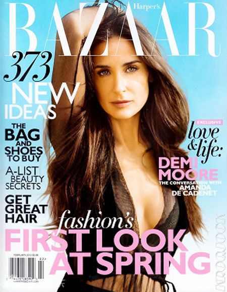 49-летняя Деми Мур на обложке журнала «Harpers Bazaar» американской версии