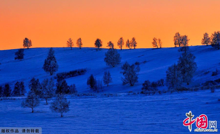 Сказочные зимние пейзажи степи Башан во Внутренней Монголии