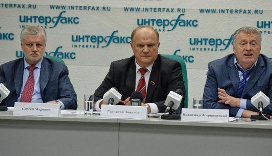 (Выборы 2012) Зюганов, Миронов и Жириновский совместно организовали пресс-конференцию