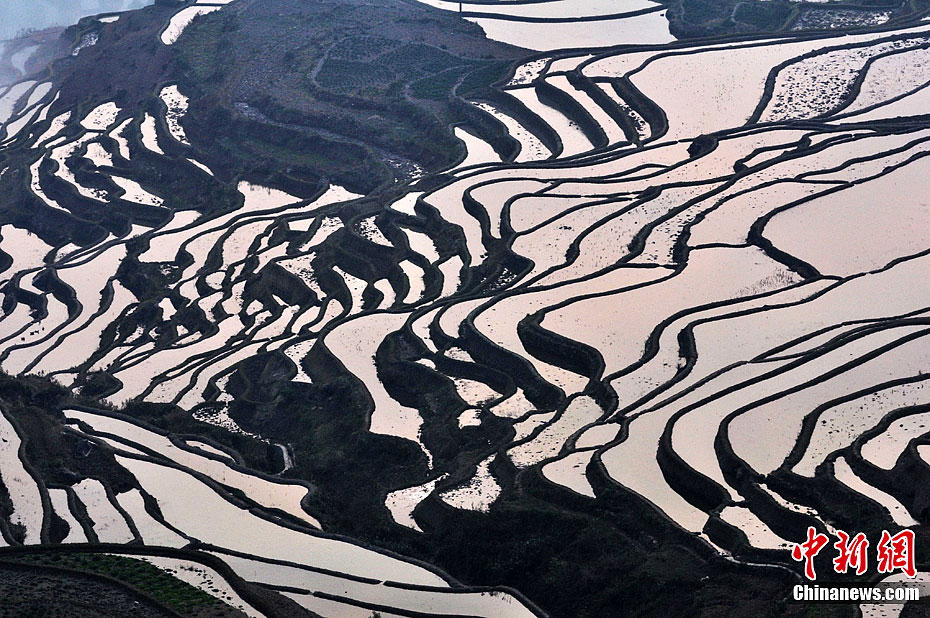 Живописные террасовые поля в Юаньяне провинции Юньнань