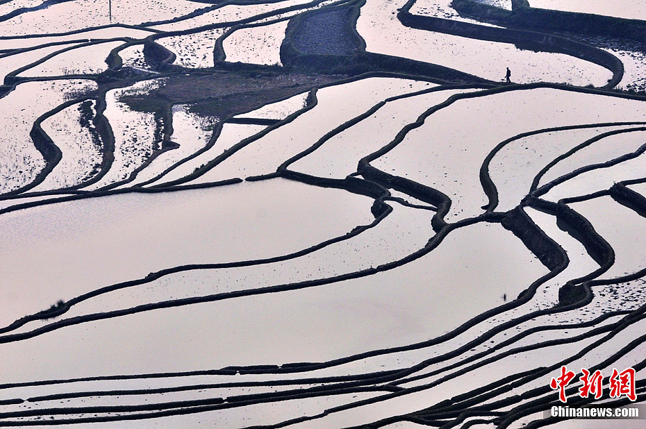 Живописные террасовые поля в Юаньяне провинции Юньнань