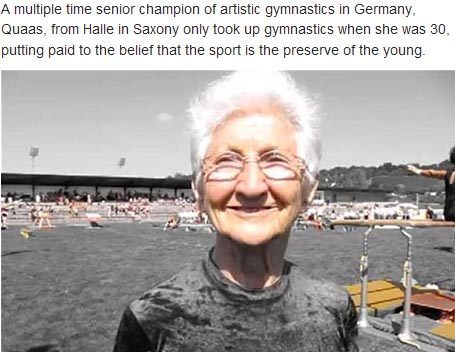 86-летняя старушка в конкурсе по гимнастике