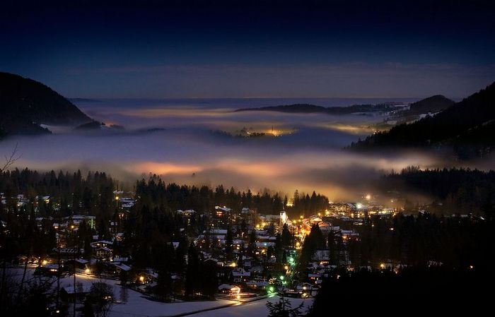 Городок «в тумане» в Баварии