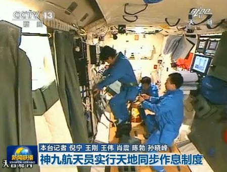 Режим работы и отдыха у трех находящихся на орбите китайских космонавтов переведен на синхронный с Землей 2