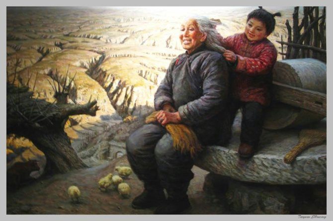 Бывшие деревни Китая в картинах маслом