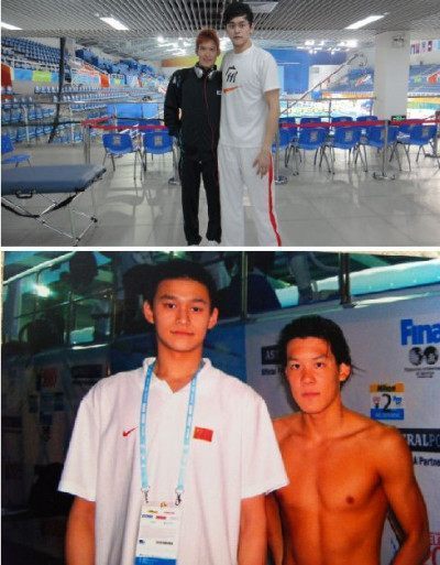 Совместные фотографии звезд и чемпиона по плаванию вольным стилем на 400 метров на лондонской Олимпиаде Сунь Яна