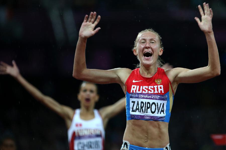 6 августа российская легкоатлетка Юлия Зарипова завоевала 'золото' в беге на 3000 м с препятствиями на Олимпийских играх в Лондоне с результатом 9:06,72.