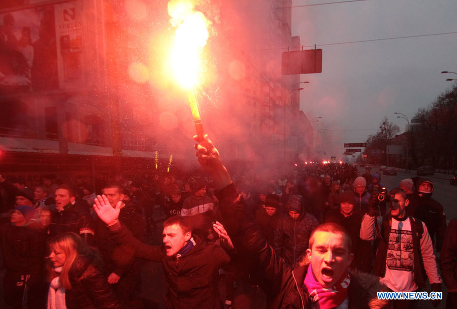 В Киеве прошел митинг болельщиков ФК 'Динамо' в поддержку осужденных фанов