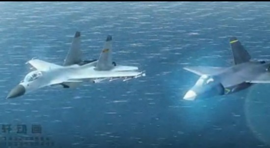 Анимационное моделирование взлета и посадки Цзянь-31 на авианосце Ляонин1
