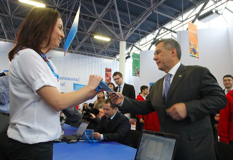Открытие Центра аккредитации и выдачи униформы Универсиады-2013 в Казани