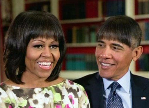 Обама с челкой жены 