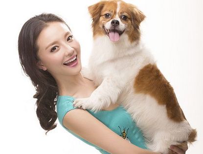 Восходящая актриса Сунь Цянь со своими собачками