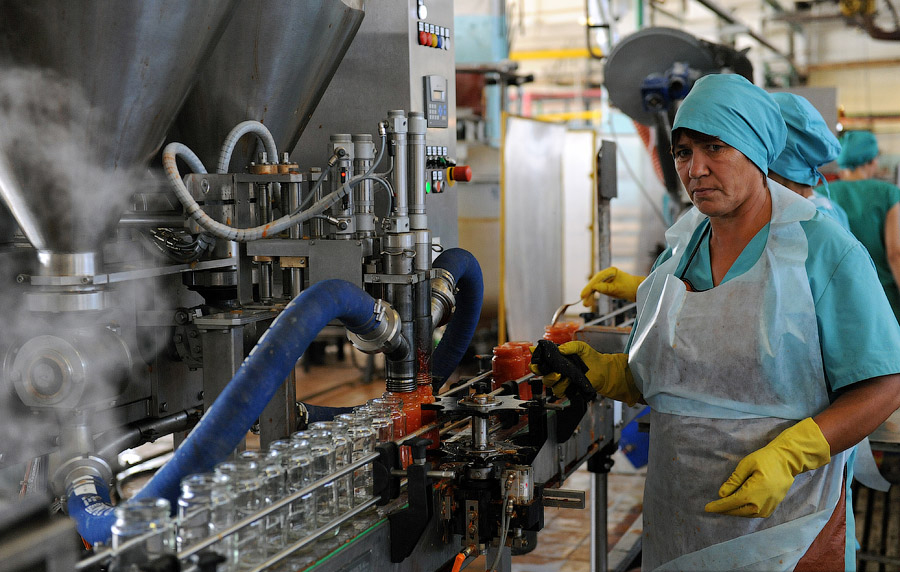 Фото: процесс производства консервов из овощей в России