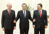 Ли Кэцян, Херман Ван Ромпей и Жозе Мануэл Баррозу провели 16-ю встречу лидеров КНР и ЕС