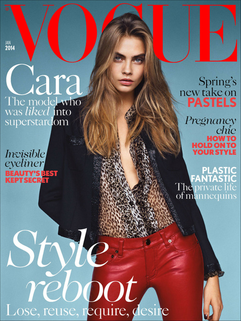 Кара Делевинь украсила январскую обложку Vogue Великобритания