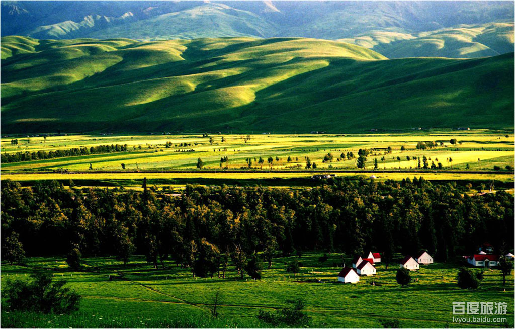 Красивые пейзажи степи Налати в Или-Казахском автономном округе СУАР