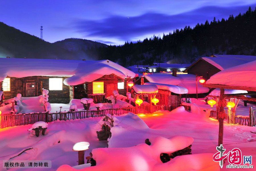 Ночные пейзажи Родины снега Китая