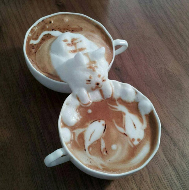 Невероятное искусство! Творчество на молочной пенке кофе