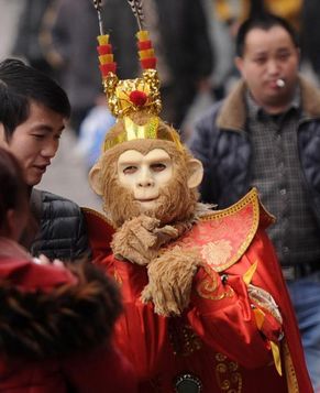 Король обезьян Сунь Укун появился в старинном посёлке Цыцикоу г.Чунцин 