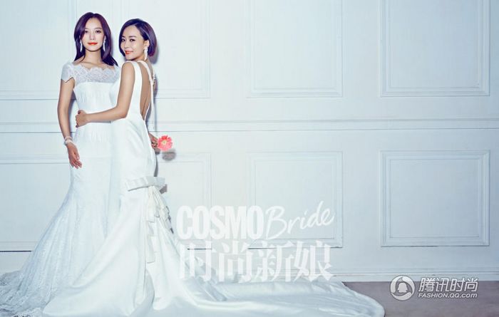 Свадебные снимки – звезда Ван Лодань со своей старше сестрой 