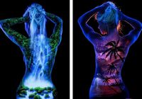 Американский художник создал флуоресцентные произведения искусства на коже человека