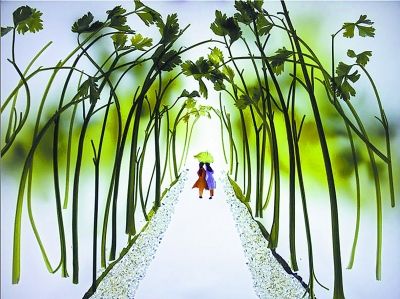 Креативные фотоработы: прекрасные пейзажи озера Сиху, сделанные из фруктов