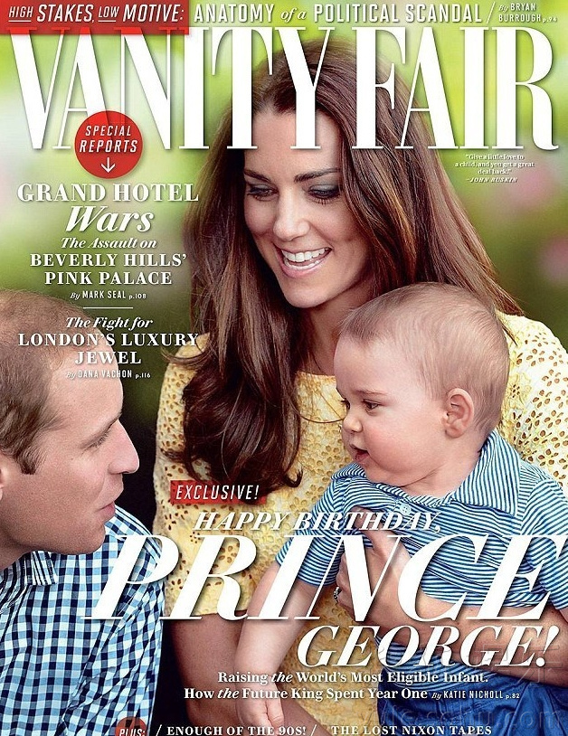 Принц Уильям, его жена Кэтрин и маленький принц Георг на обложке журнала