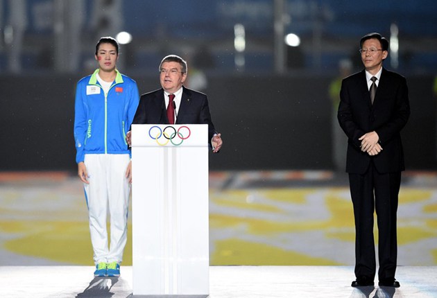 Президент МОК Томас Бах выступил с речью на церемонии закрытия Вторых Юношеских олимпийских игр в Нанкине