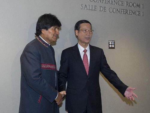 Вице-премьер Госсовета КНР Чжан Гаоли встретился с президентом Боливии Э. Моралесом