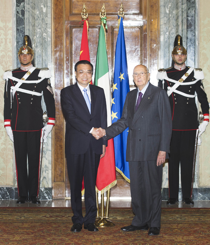 Ли Кэцян встретился с президентом Италии Джорджо Наполитано