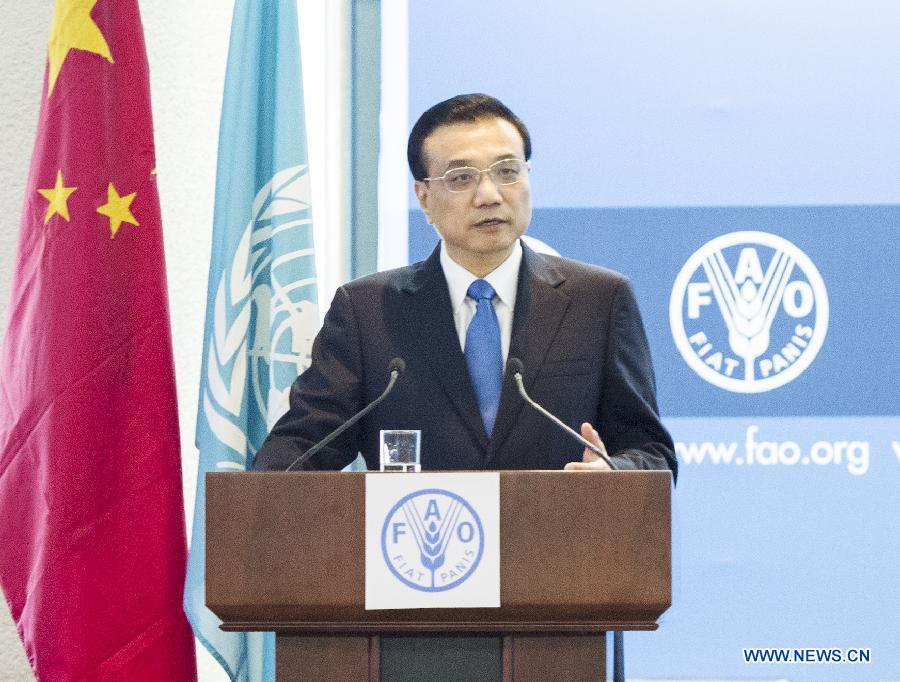 Ли Кэцян выступил в штаб-квартире ФАО