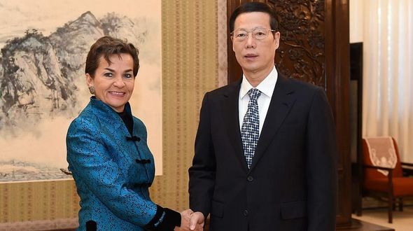 Вице-премьер Госсовета КНР встретился с исполнительным секретарем Секретариата Рамочной конвенции ООН об изменении климата