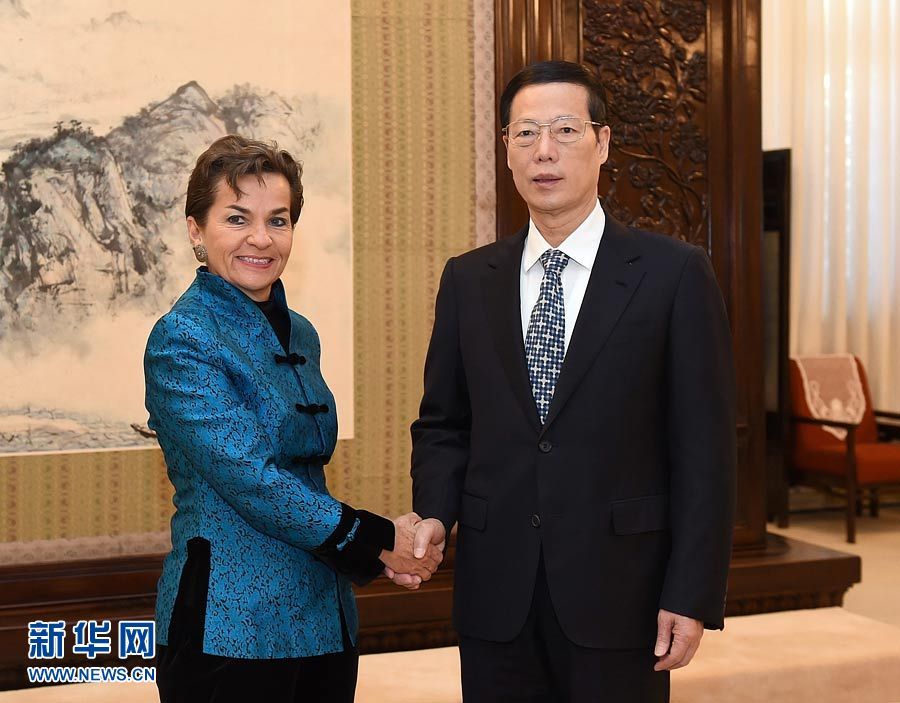 Вице-премьер Госсовета КНР встретился с исполнительным секретарем Секретариата Рамочной конвенции ООН об изменении климата