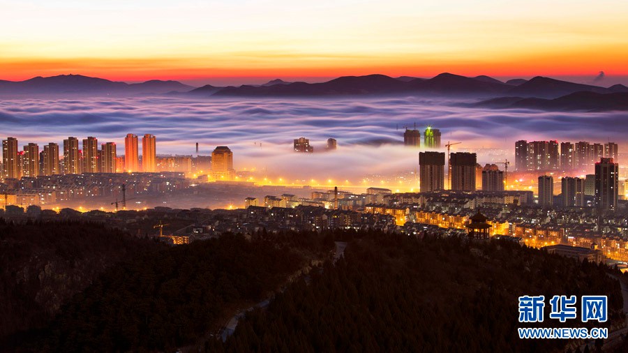 Сказочное море облаков над уездом Цзисянь города Тяньцзинь 