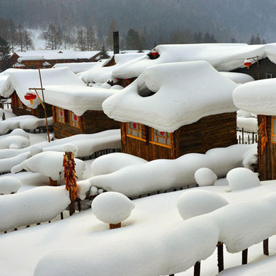 Красивые снежные пейзажи деревень Муданьцзяна