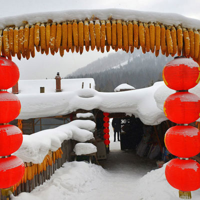 Красивые снежные пейзажи деревень Муданьцзяна