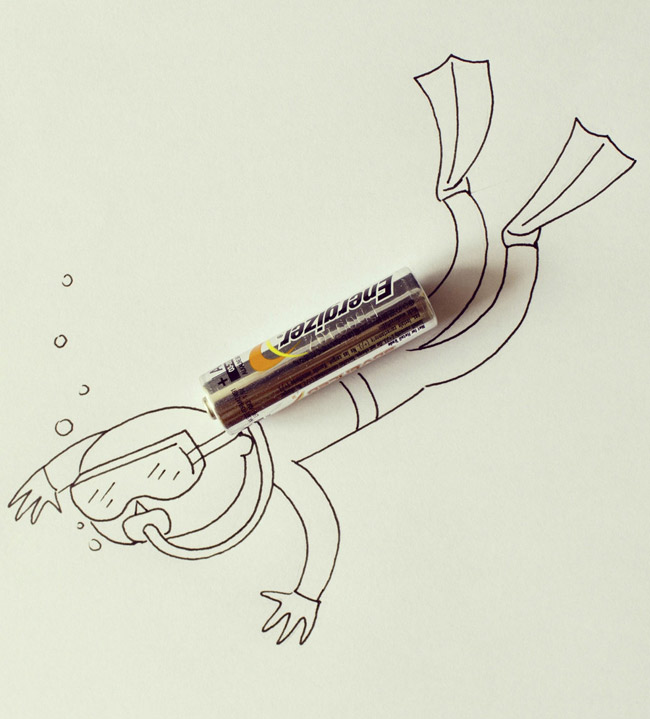 Креативное сочетание рисунков с подручным материалом