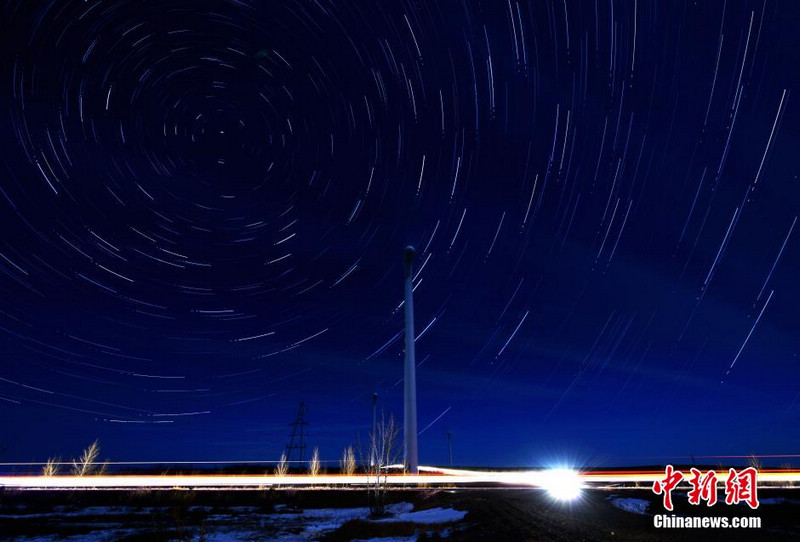 Фотографии звездных следов на китайско-российской границе 