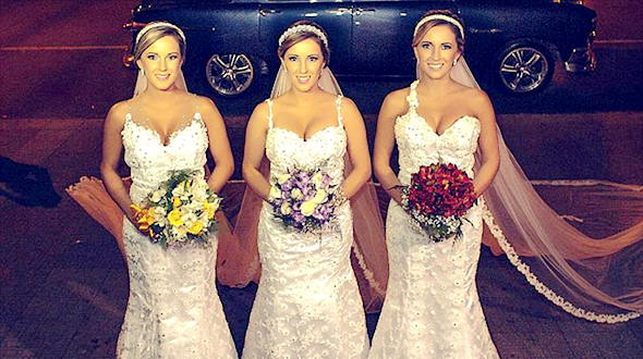 Свадьба сестер-тройняшек из Бразилии: как бы не перепутать невесту!