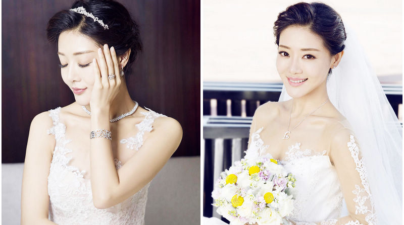Красотка Дэн Цзяцзя в свадебных снимках